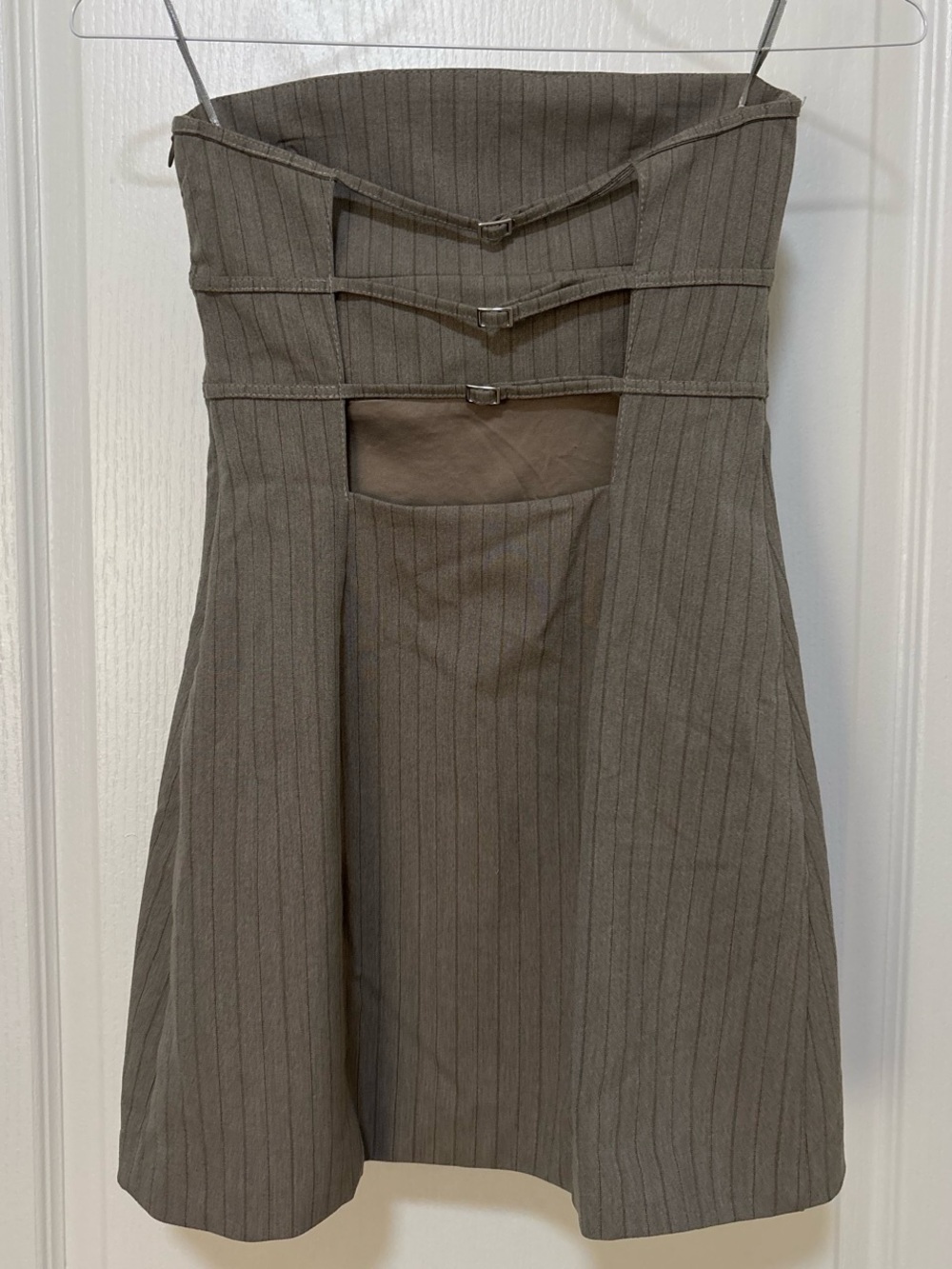 Zara Strapless Pinstripe Dress